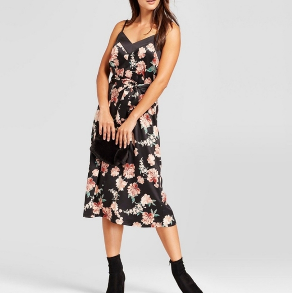 a new day Dresses & Skirts - A new day Satin Floral Midi Slip Dress